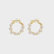 Pearl Hoop Stud Earrings - 005