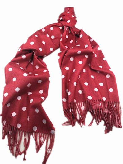 Red & White Spot Cashmere Scarf