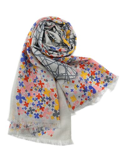 100% Woolen Scarf and Shawl with Flowers