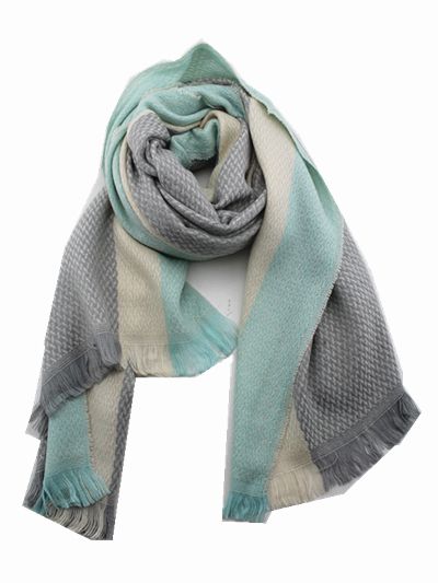 Teal Stripe Knitted Winter Scarf