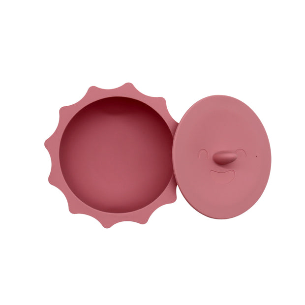 Dark Pink Silicone Sun Suction Bowl with Lid