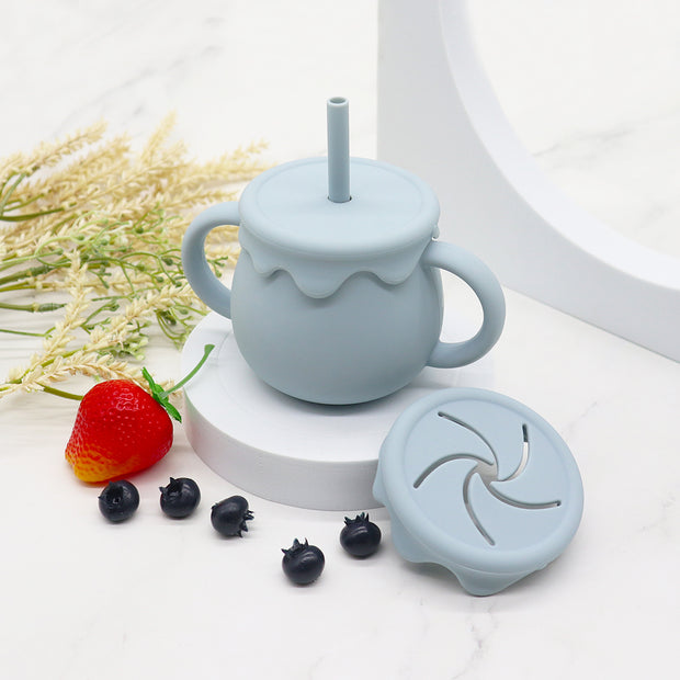Hello Chester Dusty Blue Silicone 3-in-1 Honey Pot Cup