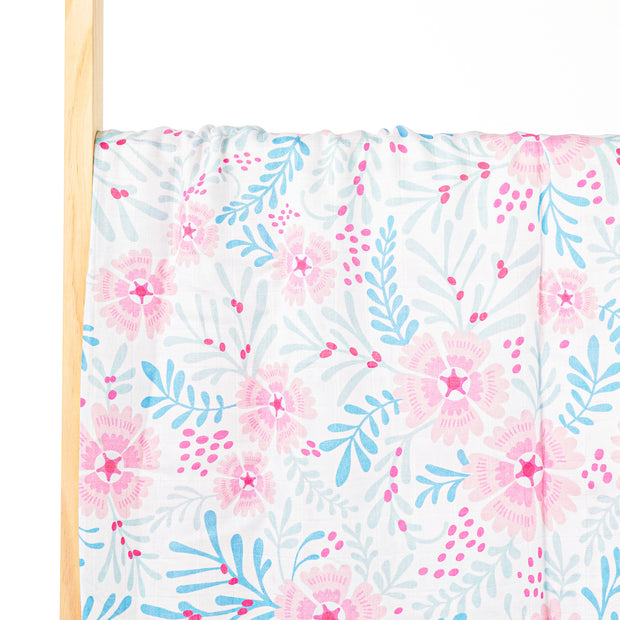 Hello Chester Muslin Swaddle Blanket - Floral
