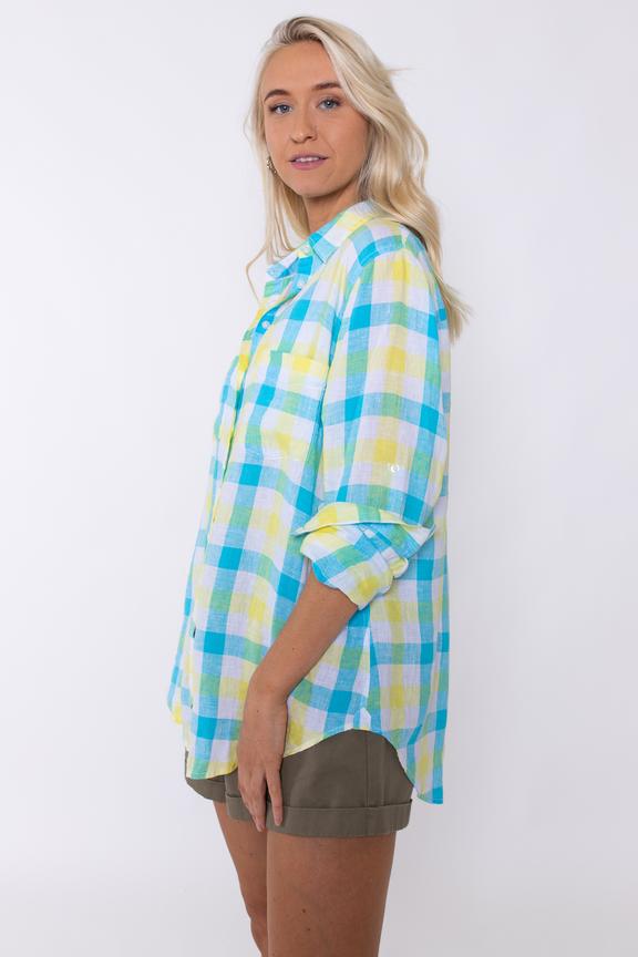 Sunshine Check Boyfriend Linen Shirt