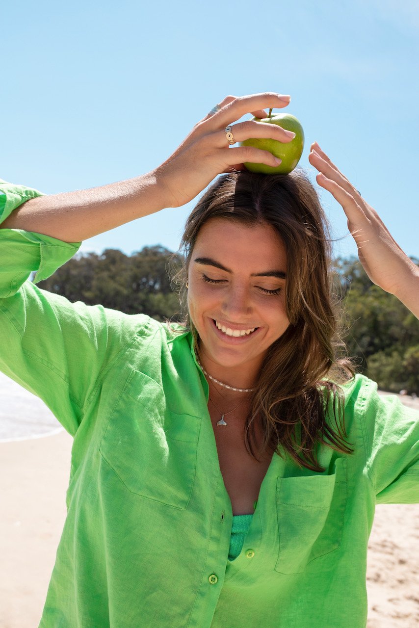 Apple Green Boyfriend Linen Shirt