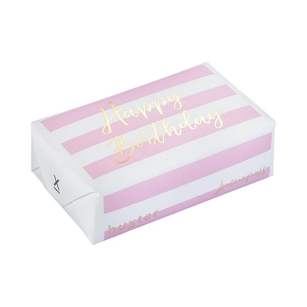 'Happy Birthday' - Pink Stripes - Rose Gold Fragranced Soap by Huxter
