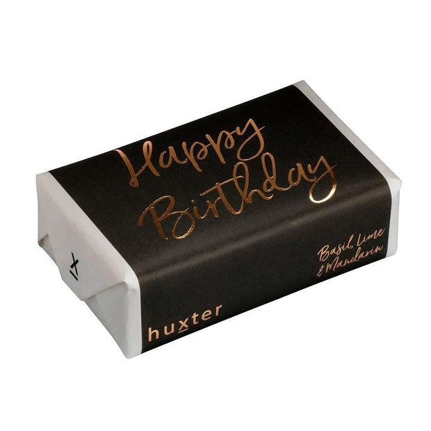 'Happy Birthday' - Grey - Rose Gold Foil Wrapped Fragranced Soap by Huxter