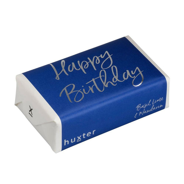 Huxter 'Happy Birthday' - Navy - Silver Foil Wrapped Fragranced Soap