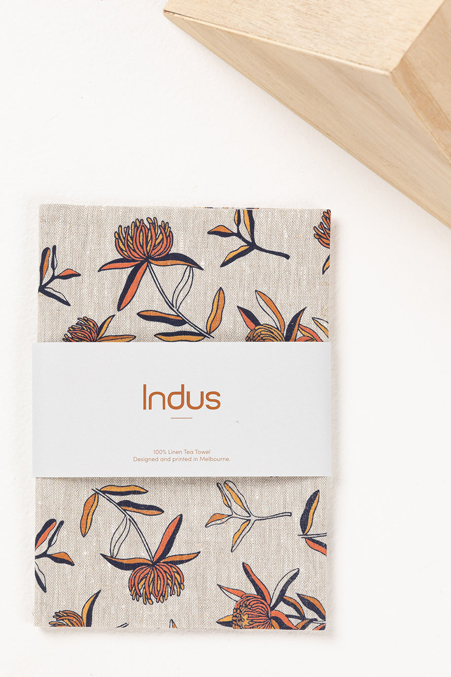 Waratah Linen Tea Towel