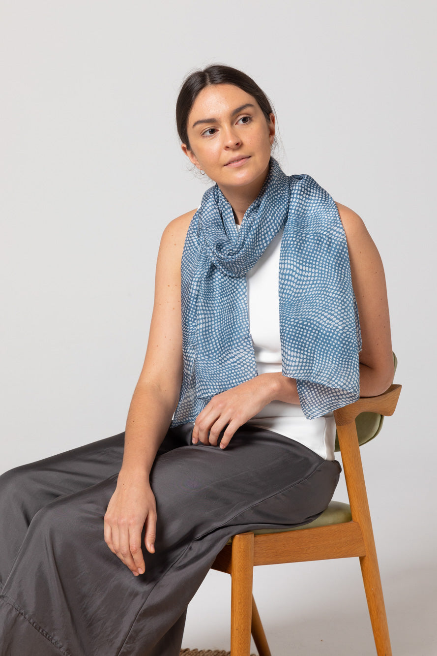 Spot Silk Scarf - Lagoon