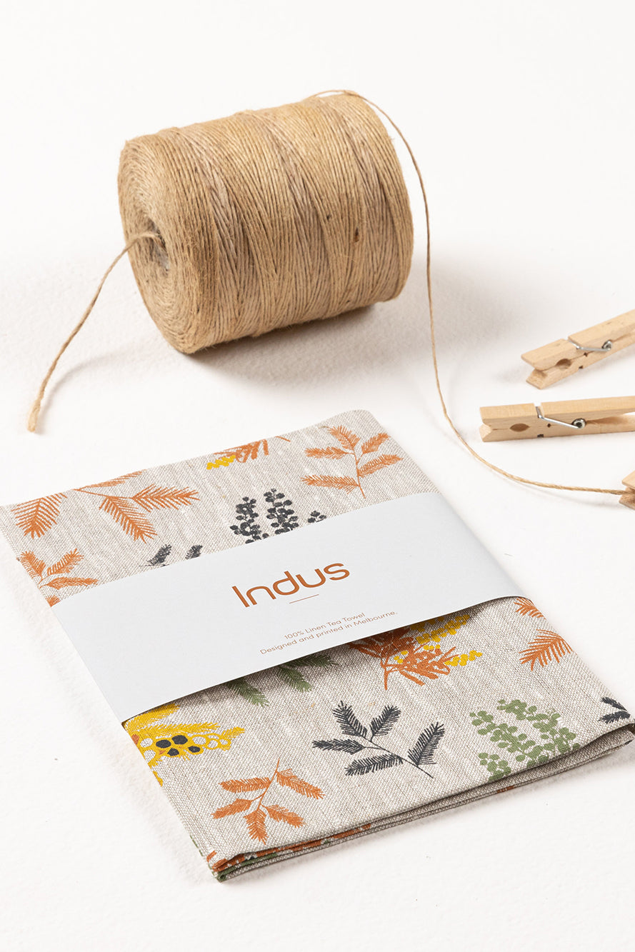 Wattle Linen Tea Towel