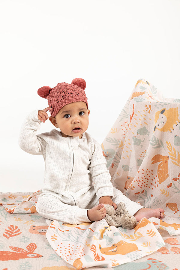 Double Pom Popcorn Hat - Rose