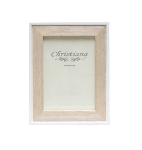 Natural Wood and White Photo Frame 13cm x 18cm