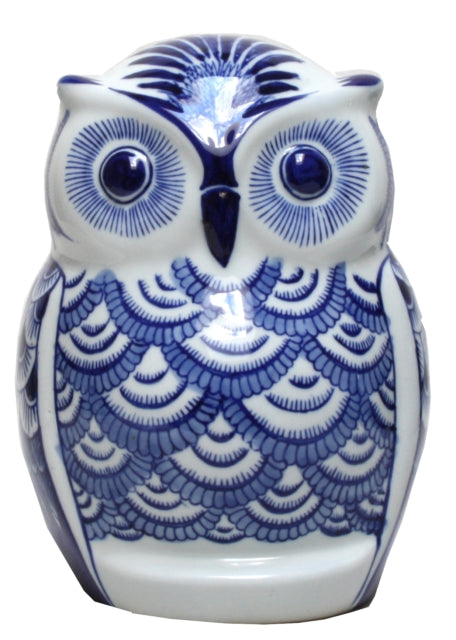 Blue & White Ceramic Owl