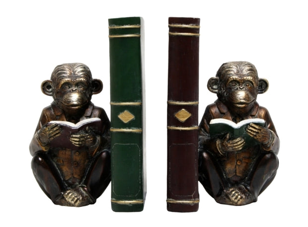 Monkey with a Book Bookends