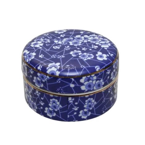 Blue & White Round Blossom Trinket Box