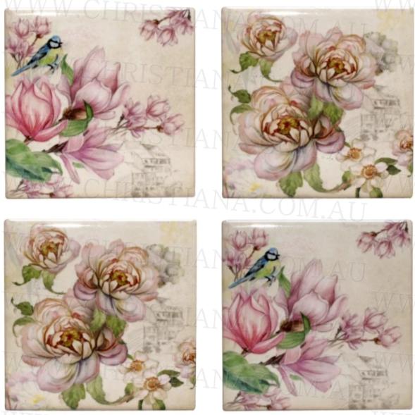 Floral Coasters - Set of 4