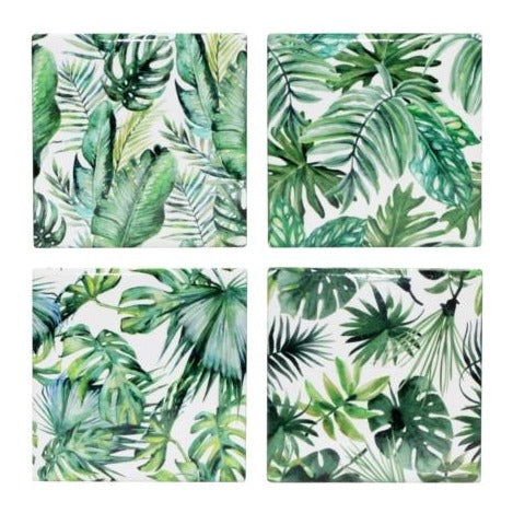 Tropical Leaves Coasters - Set of 4