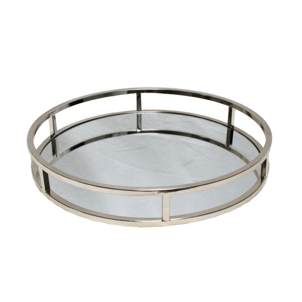 Round Silver Mirror Tray 40cm