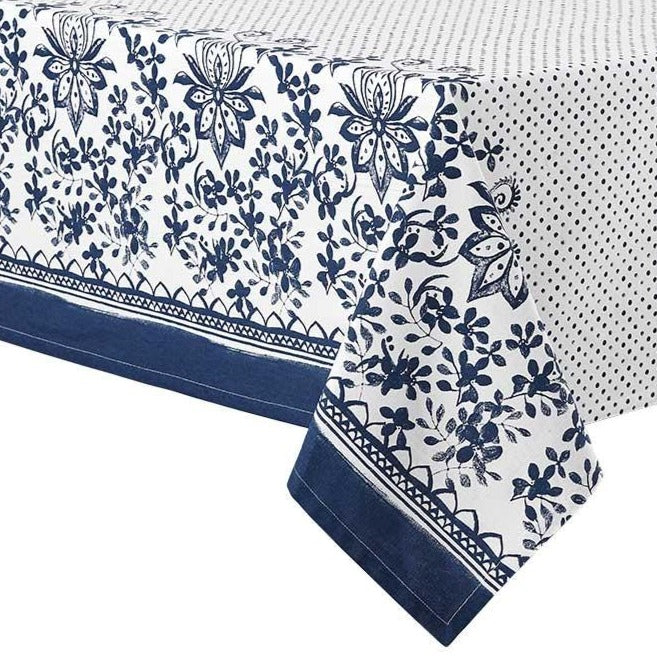Floral Navy Tablecloth