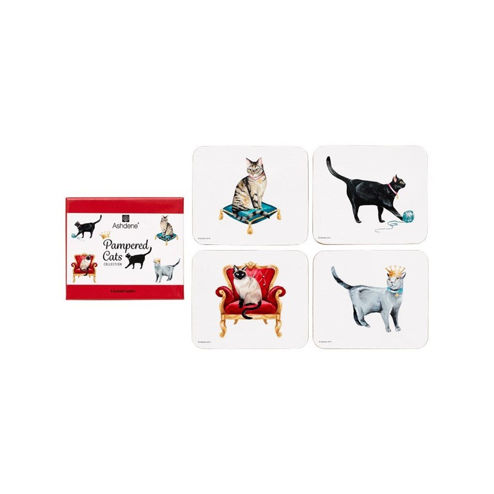 Ashdene Pampered Cats Coasters - 4 Pack