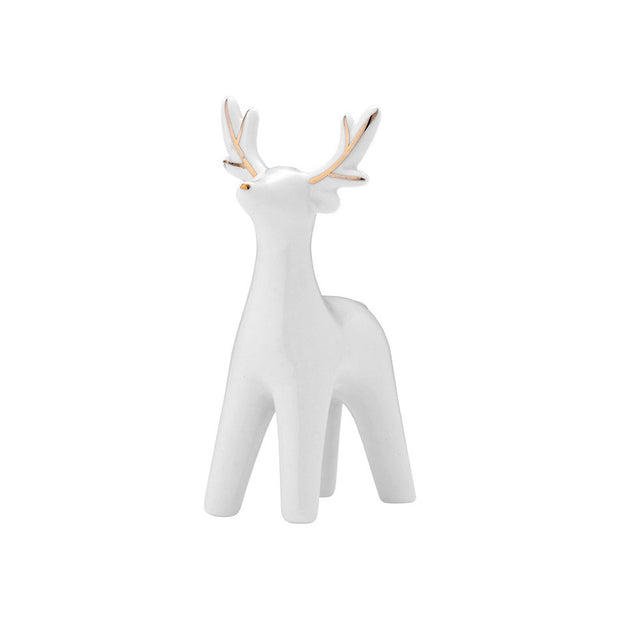 Glitz White Reindeer 10cm Decoration