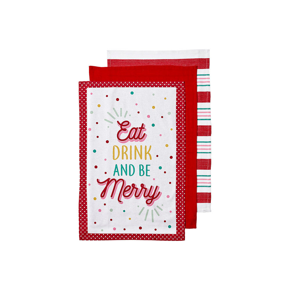 Cheer Merry Kitchen Towels - Red