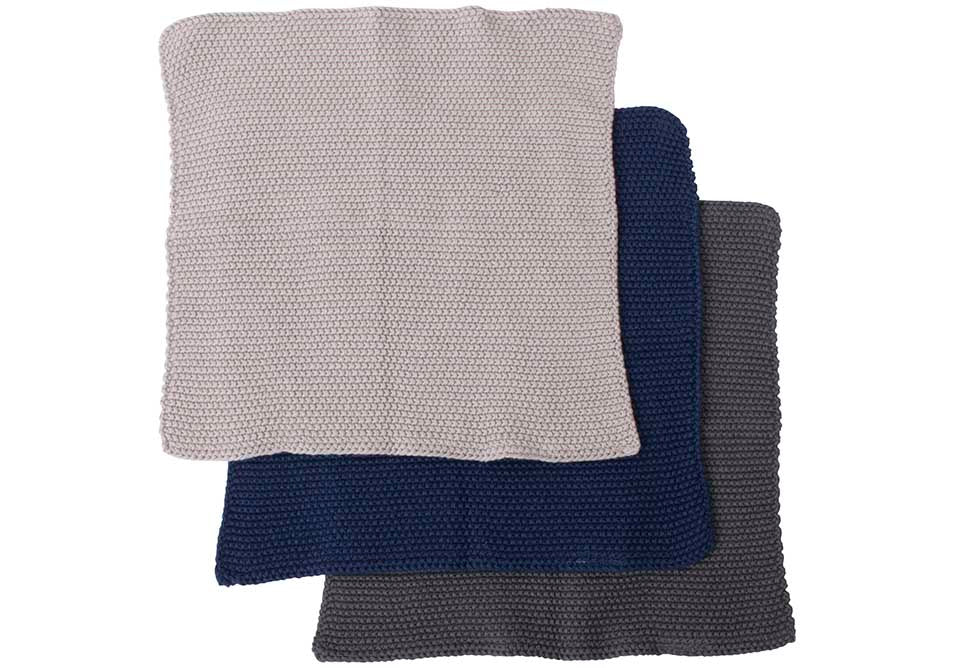 Ladelle Eco Knitted Navy Dishcloth 3pk