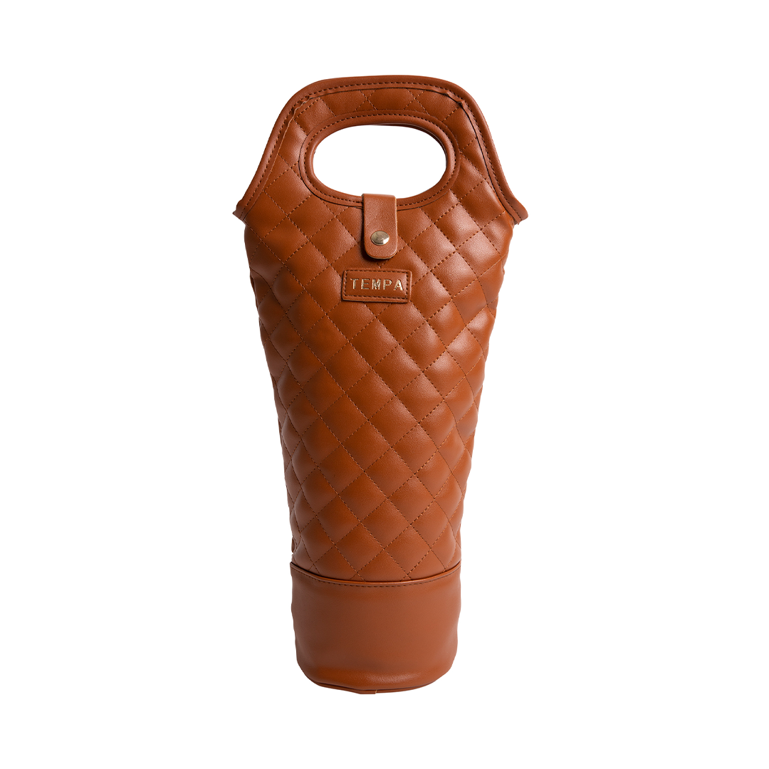 Quilted Brown Insulated Single Wine Bag