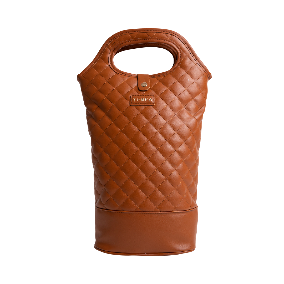 Quilted Brown Insulated Double Wine Bag
