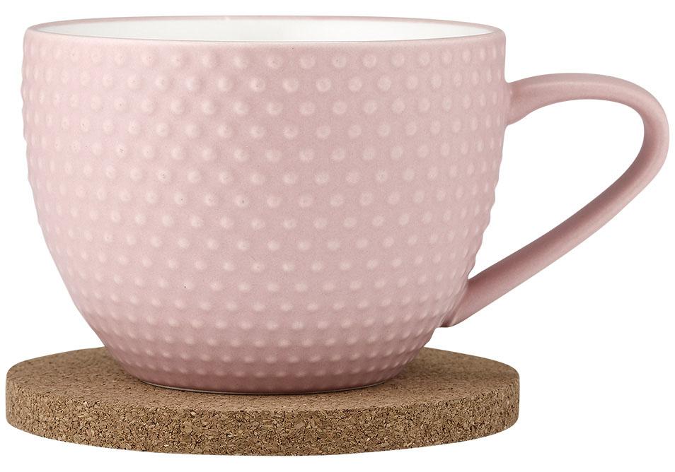 Ladelle Abode Textured Pink Sand Mug & Coaster Set