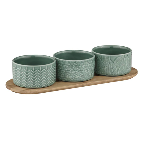 Ladelle Heath Jade 4pc Bowl & Tray Set