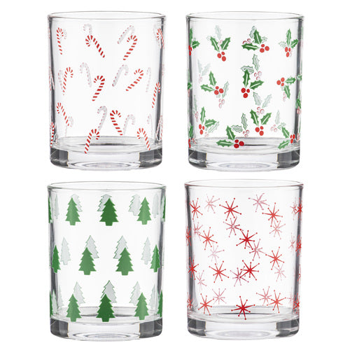 Ladelle Jingle 4pk Assorted Tumblers