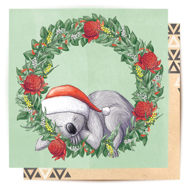 Christmas Koala Wreath Greeting Card