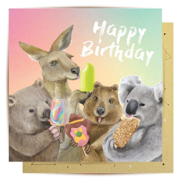 Mini Card - Happy Birthday Ice Cream Critters