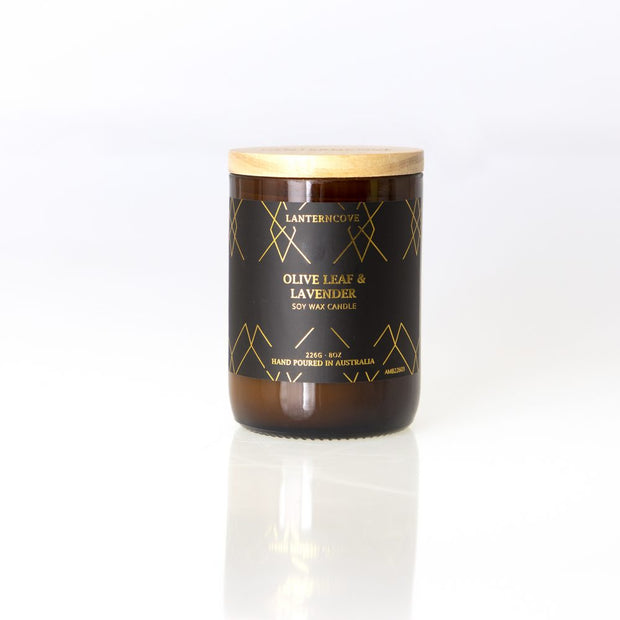 Amberesque Soy Wax Candle - Olive Leaf & Lavender