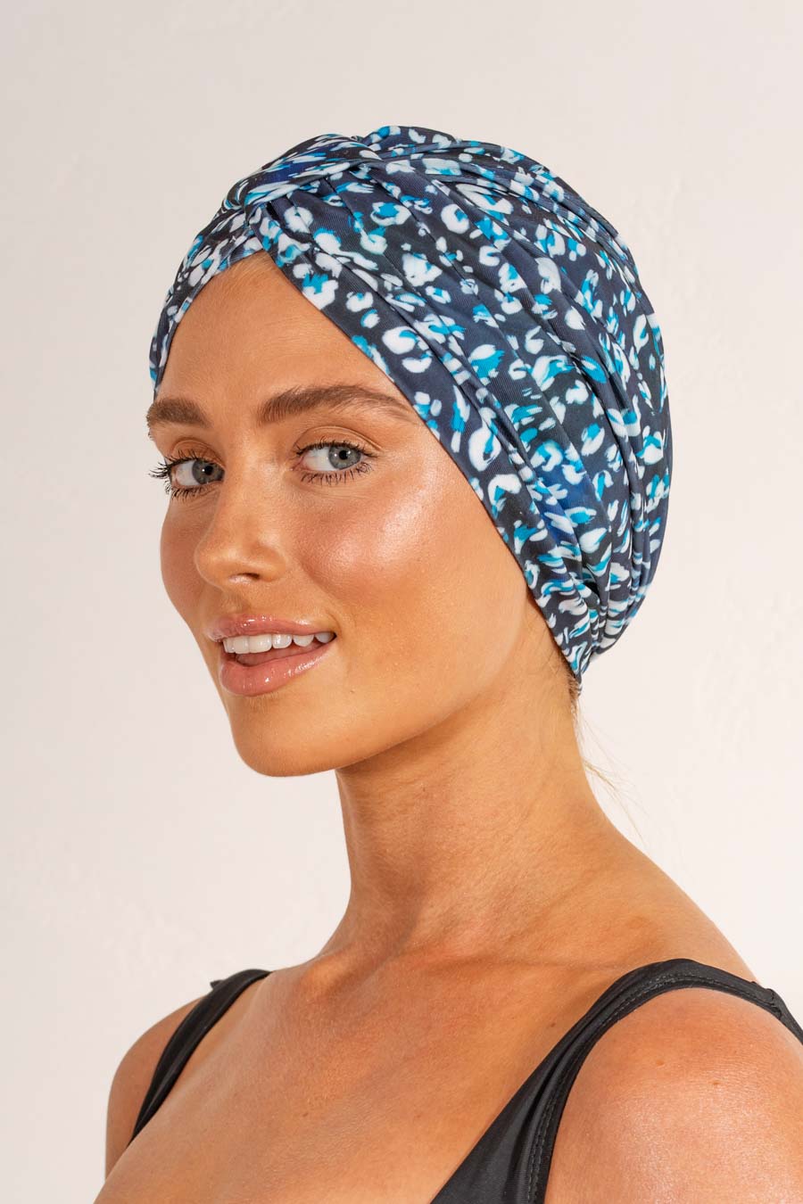 Shower Cap Amelie in Denim Leopard