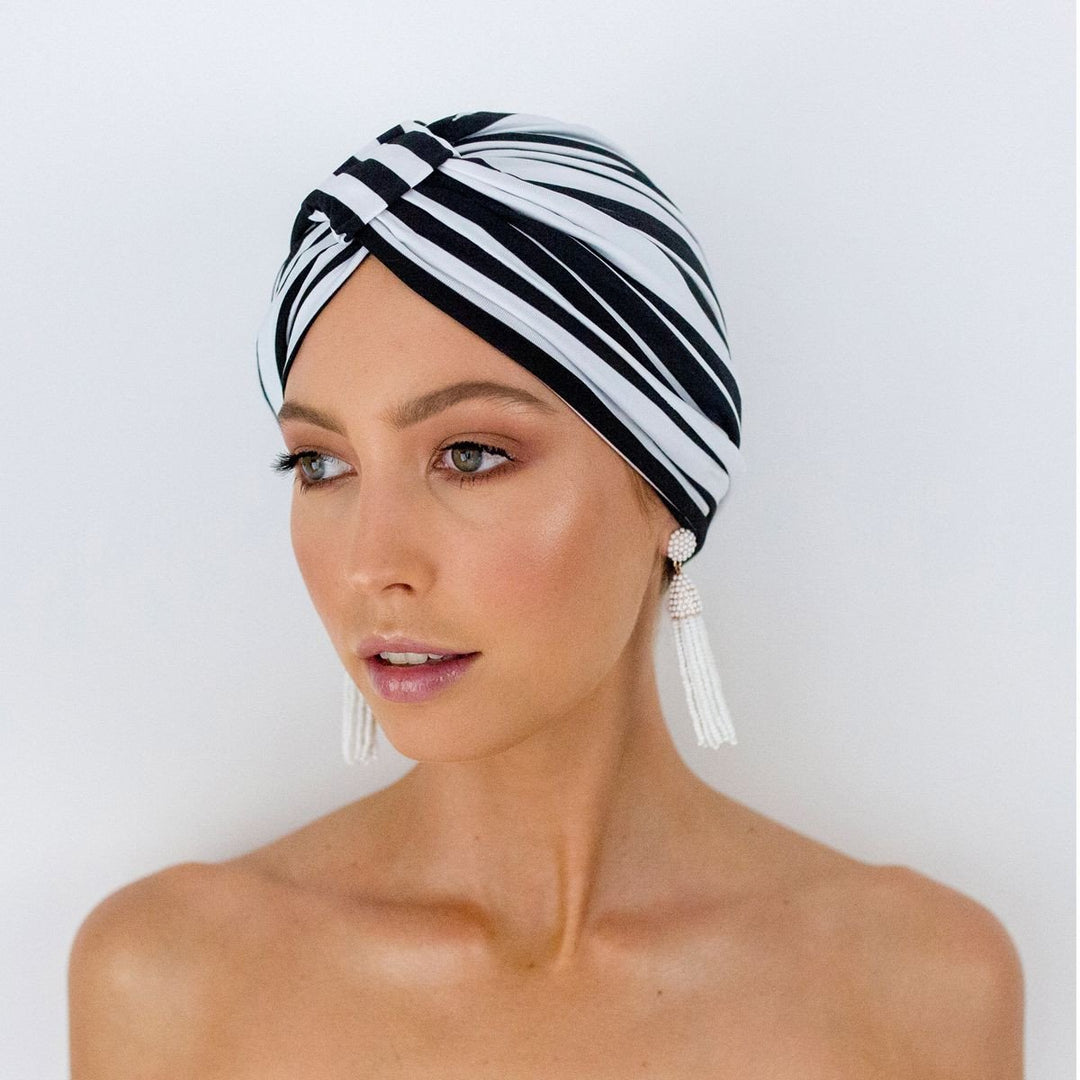 Amelie Shower Cap in Monochrome Stripe