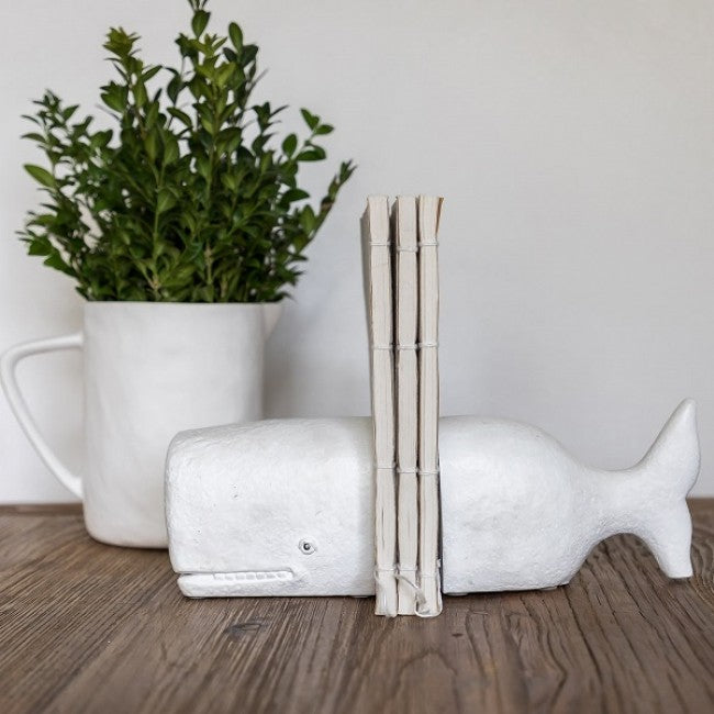 Hamptons Style White Whale Bookends