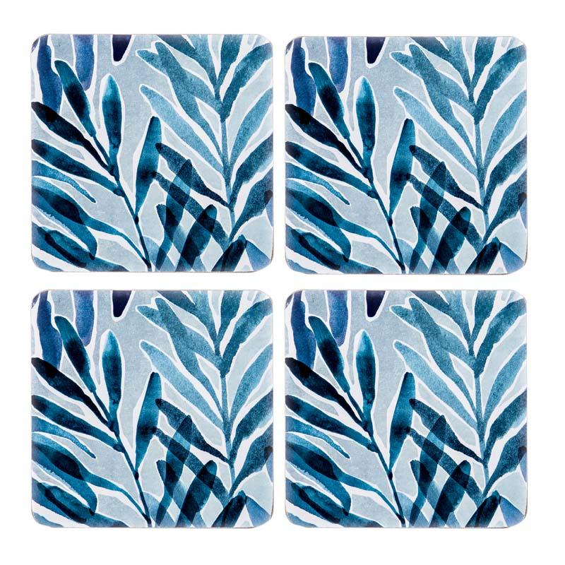 Palm Springs Teal Square Coasters Set of 4