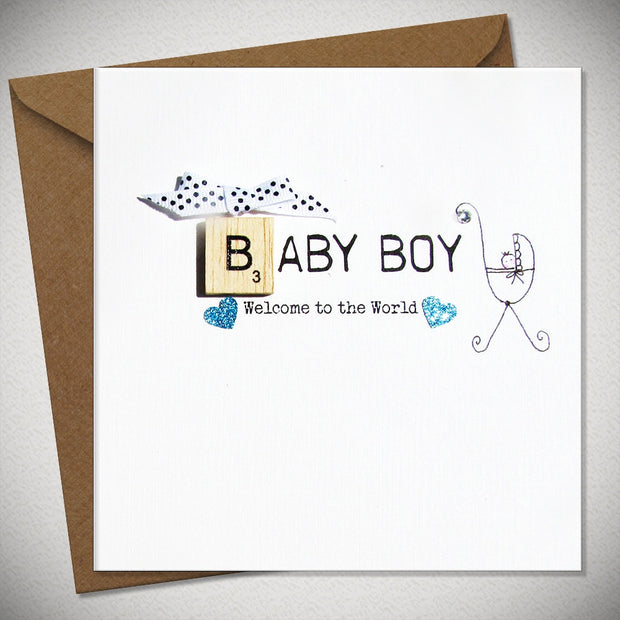 Baby Boy Scrabbley Greeting Card