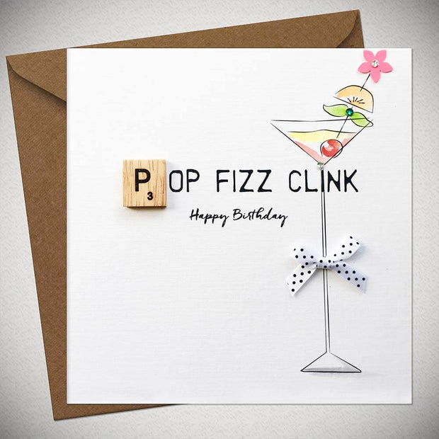Pop Fizz Clink Scrabbley Greeting Card