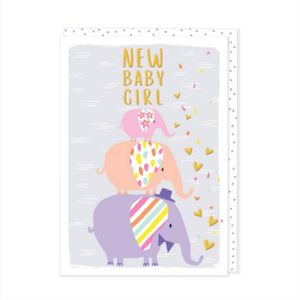 Rosanna Rossi Baby Girl Elephants Card