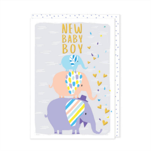 Rosanna Rossi Baby Boy Elephants Card