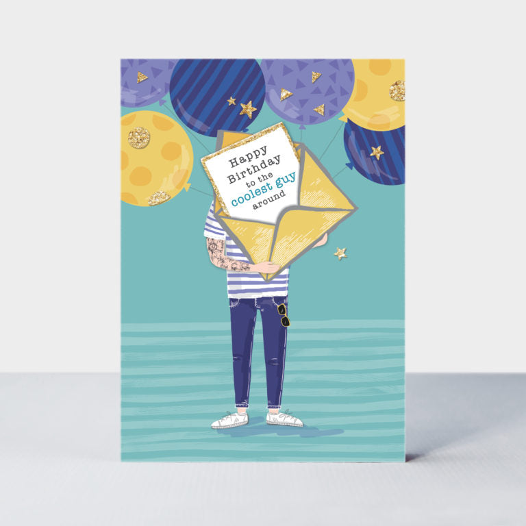 Rachel Ellen Man with Balloons Birthday Card
