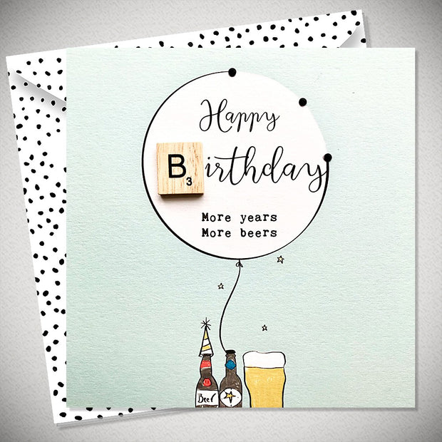 Happy Birthday Beers Scrabbley Greeting Card