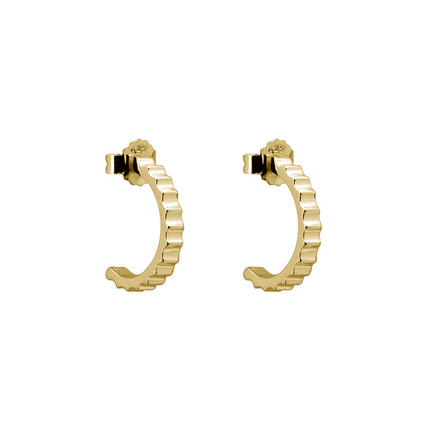 Murkani Fluted Hoop Earrings - Yellow Gold Plate