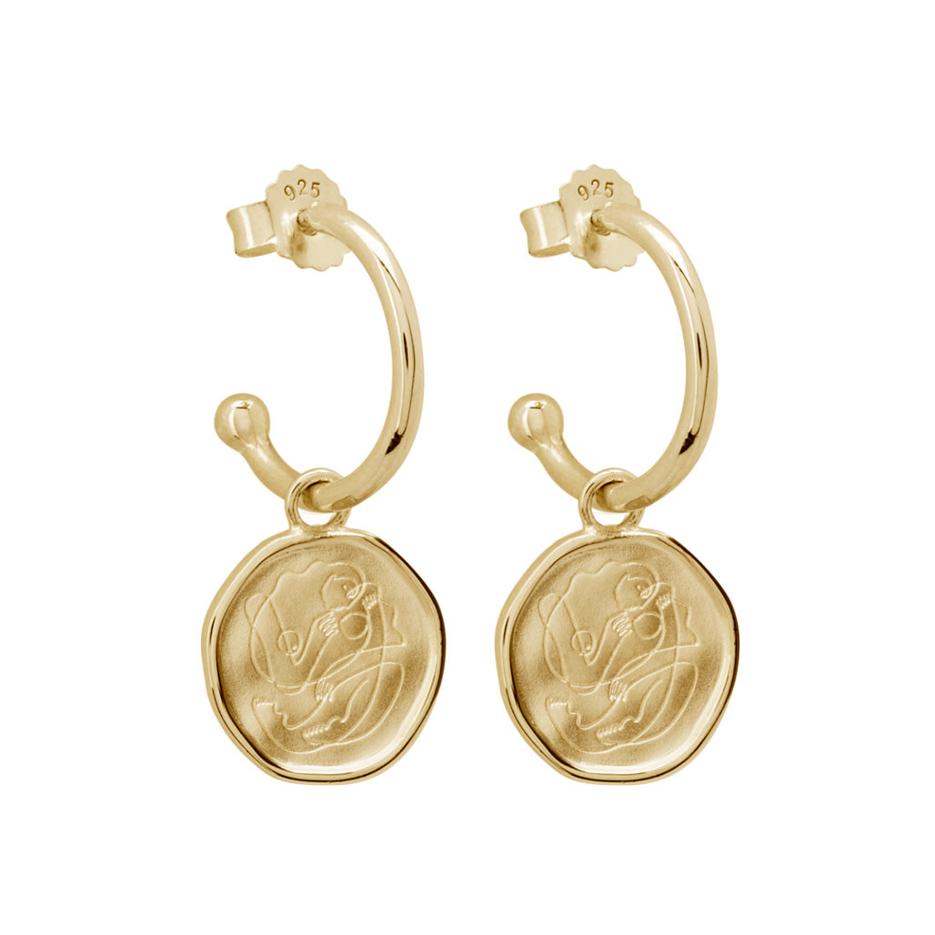 Motherhood Hoop Earrings - Yellow Gold Plate
