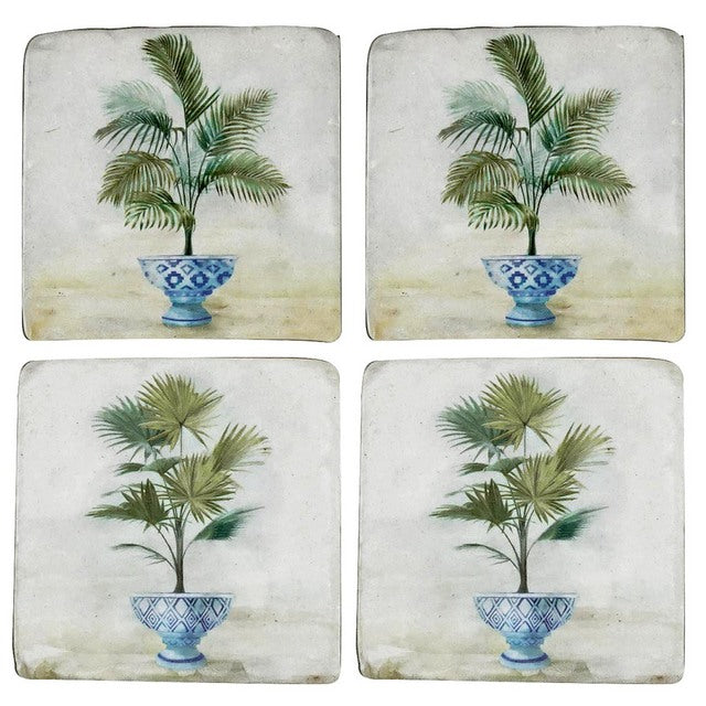 Palms in Pots Resin Coasters - Set of 4