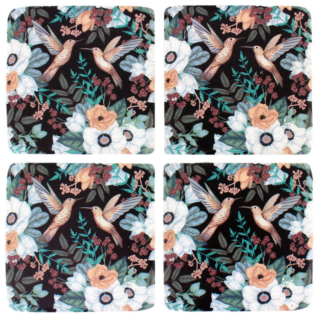 Hummingbird Garden Resin Coasters - Set of 4